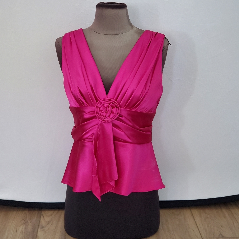 Stunning soft satin hot pink dressy top